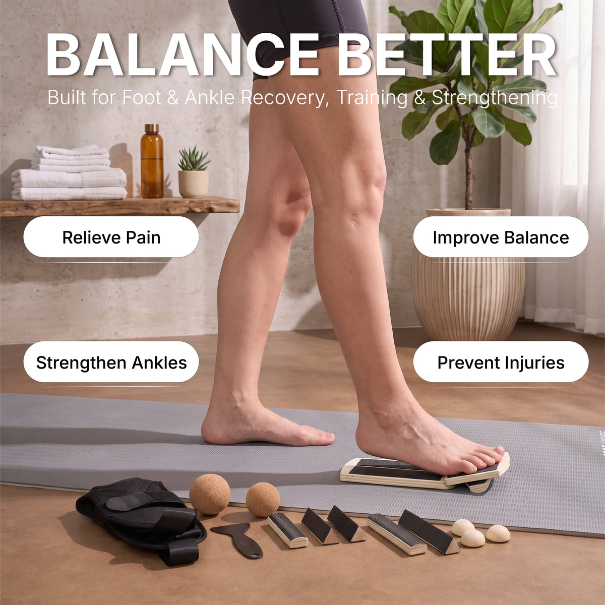 Lussora Foot & Ankle Strengthener Kit – Balance Board for Strength, Stability & Mobility