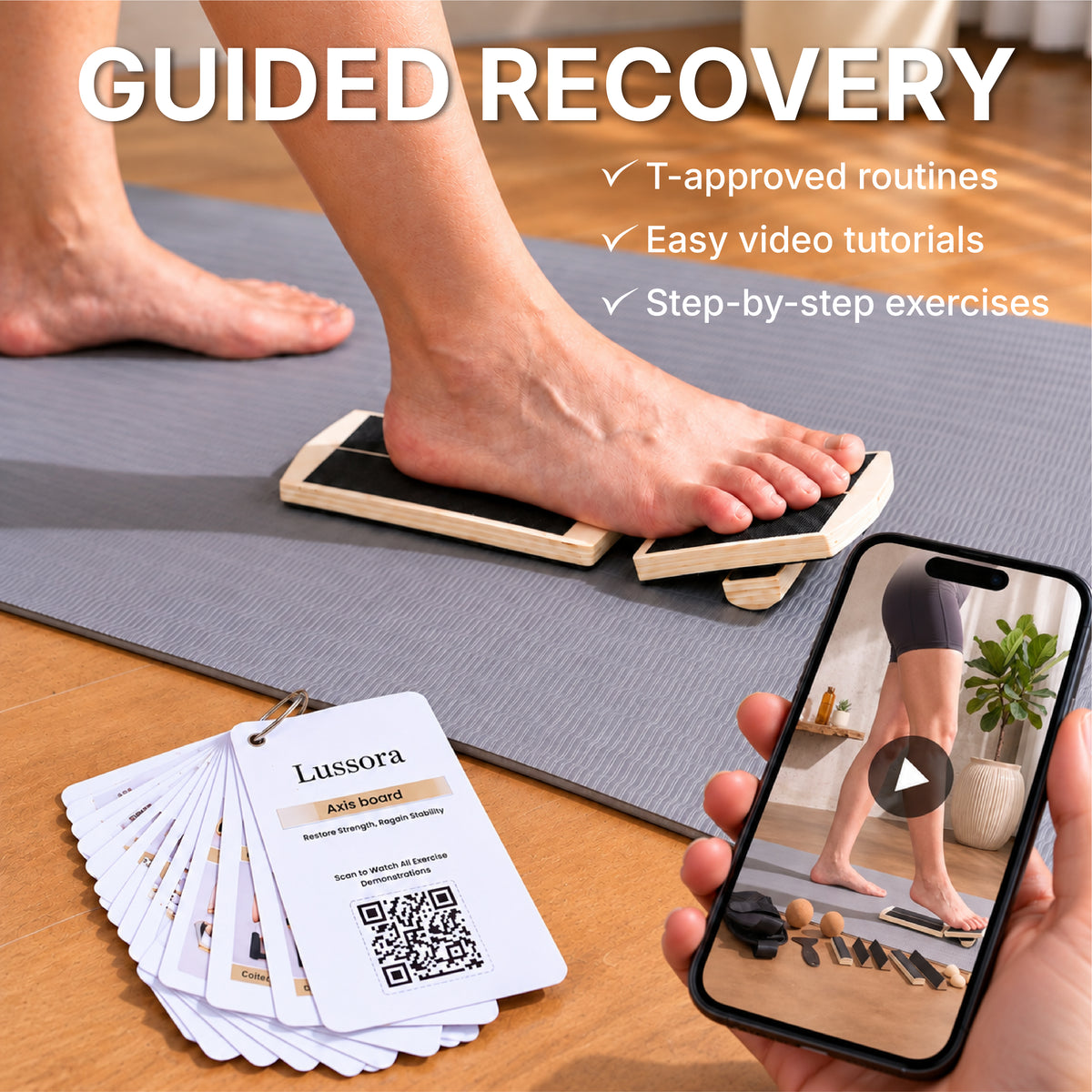 Lussora Foot & Ankle Strengthener Kit – Balance Board for Strength, Stability & Mobility